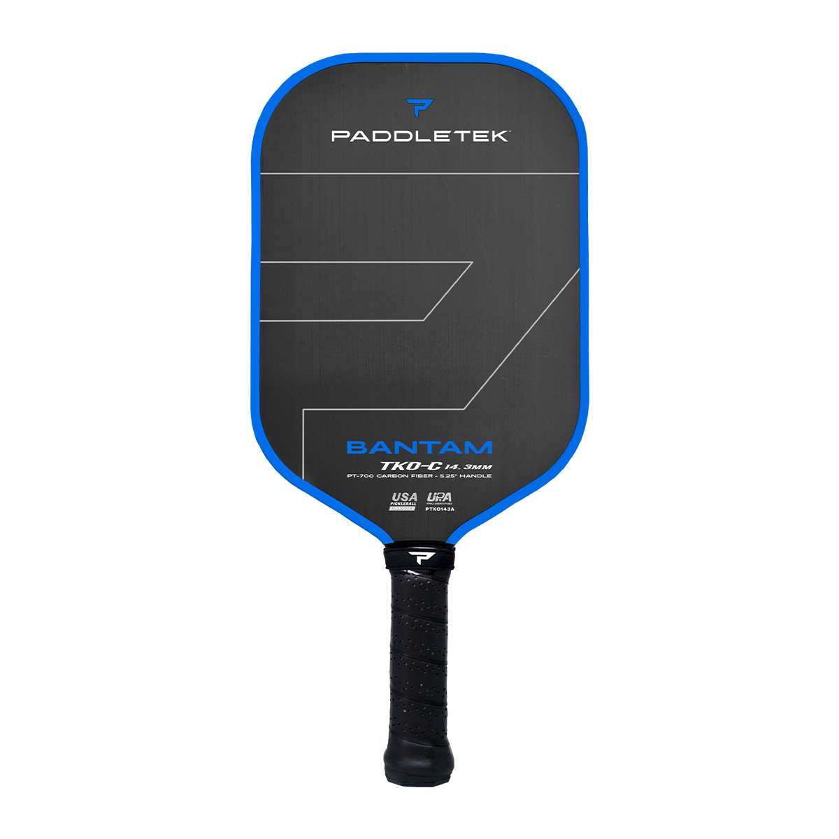 Paddletek Bantam TKO-C 14.3 pickleball paddle in Ocean Blue with PT-700 raw carbon face