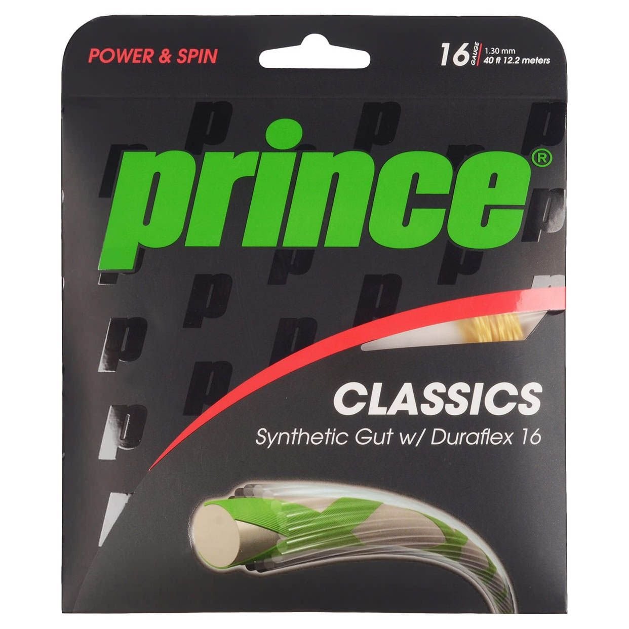 Prince Synthetic Gut with Duraflex tennis string set in gold