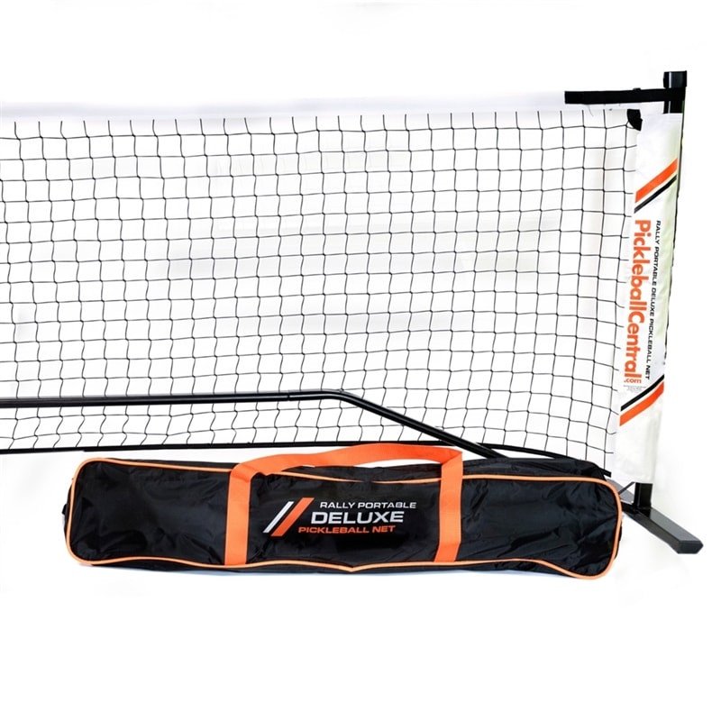 Rally Deluxe portable pickleball net system in black steel