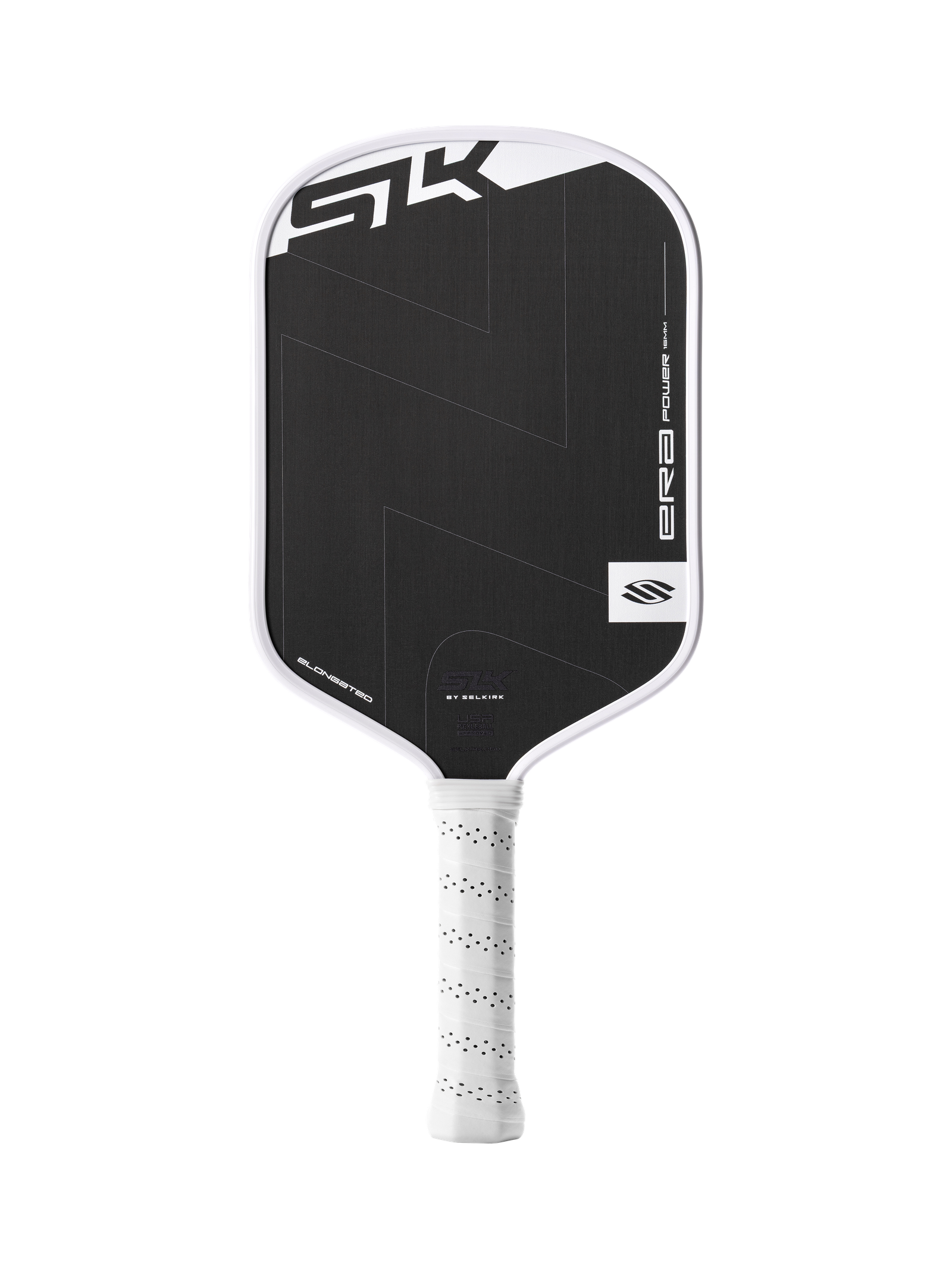 Selkirk SLK ERA Power Elongated pickleball paddle in white with 3-layer carbon and fiberglass face