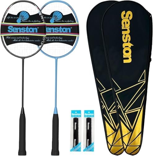 Senston N80 badminton racket 2-pack — full carbon fibre rackets set with bag and grips