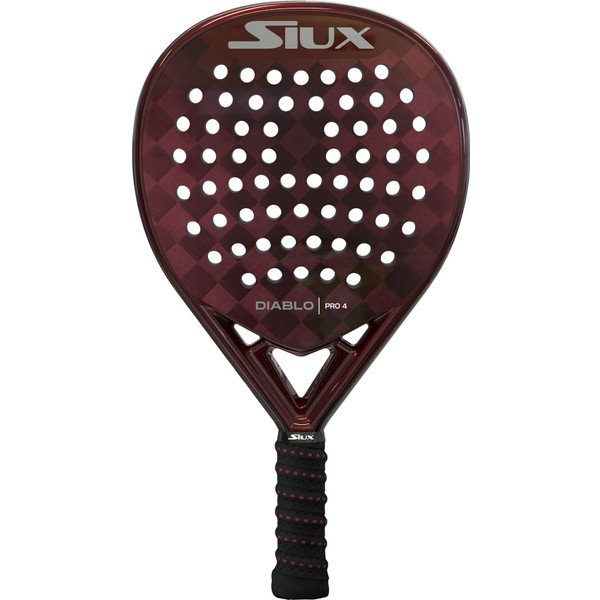 Siux Diablo Sanyo Pro 4 padel racket — hybrid racket with 18K Textreme carbon face, in deep red