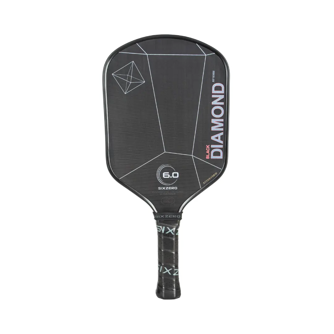 Six Zero Black Diamond Power 16mm pickleball paddle with raw composite face