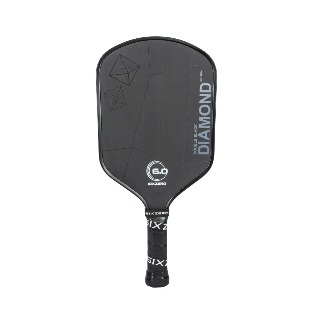 Six Zero Double Black Diamond Control 16mm pickleball paddle with T700 raw carbon face