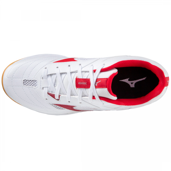 Table tennis shoe from above showing the lacing system, tongue and toe box shape used to judge fit