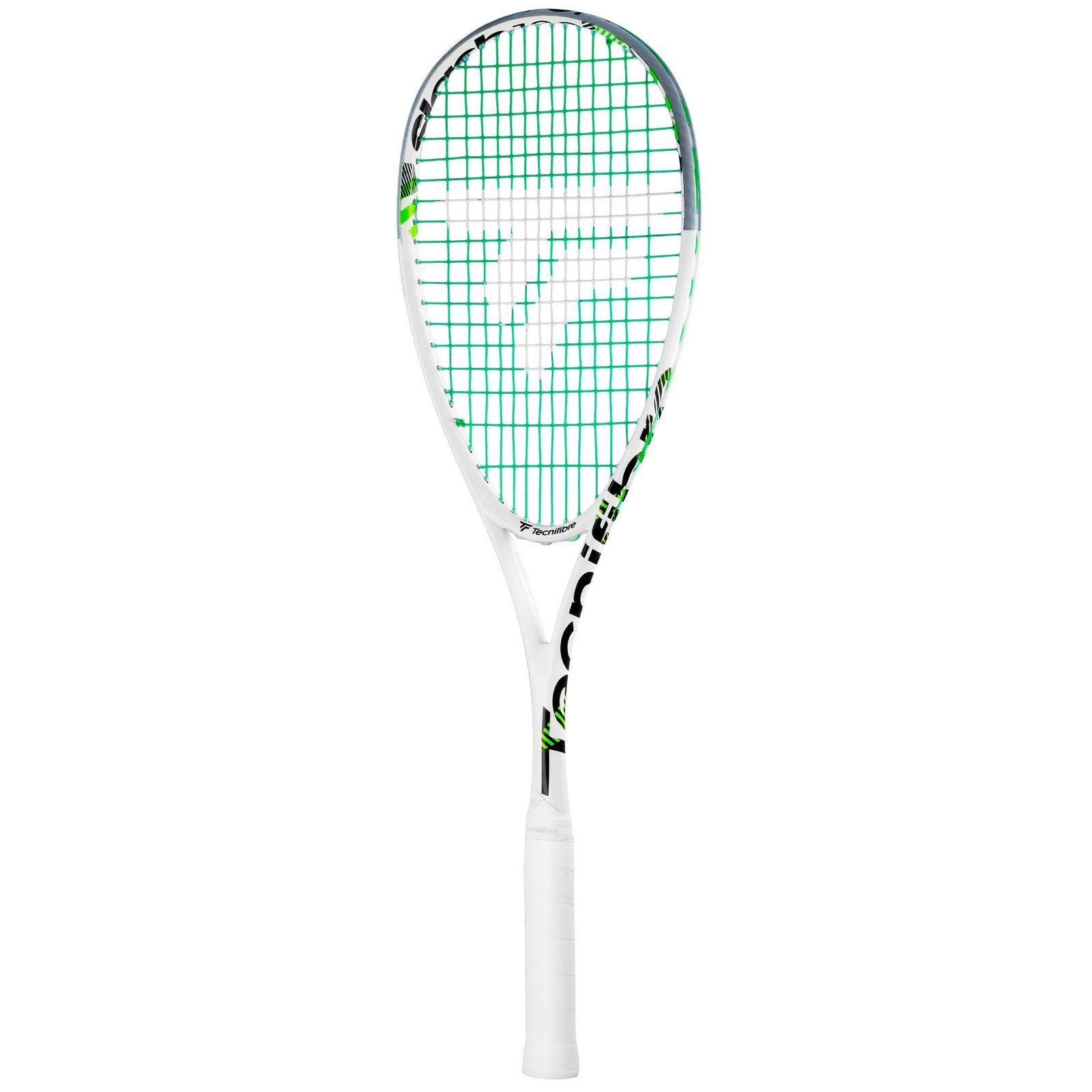 Tecnifibre Slash 130 squash racket in white with green accents