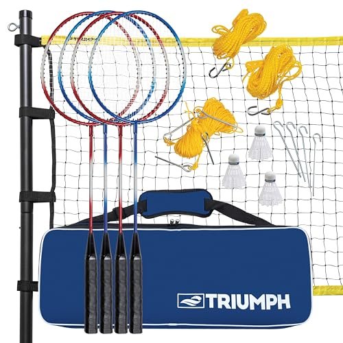 Triumph Competition Badminton Set with steel poles, net and four steel rackets