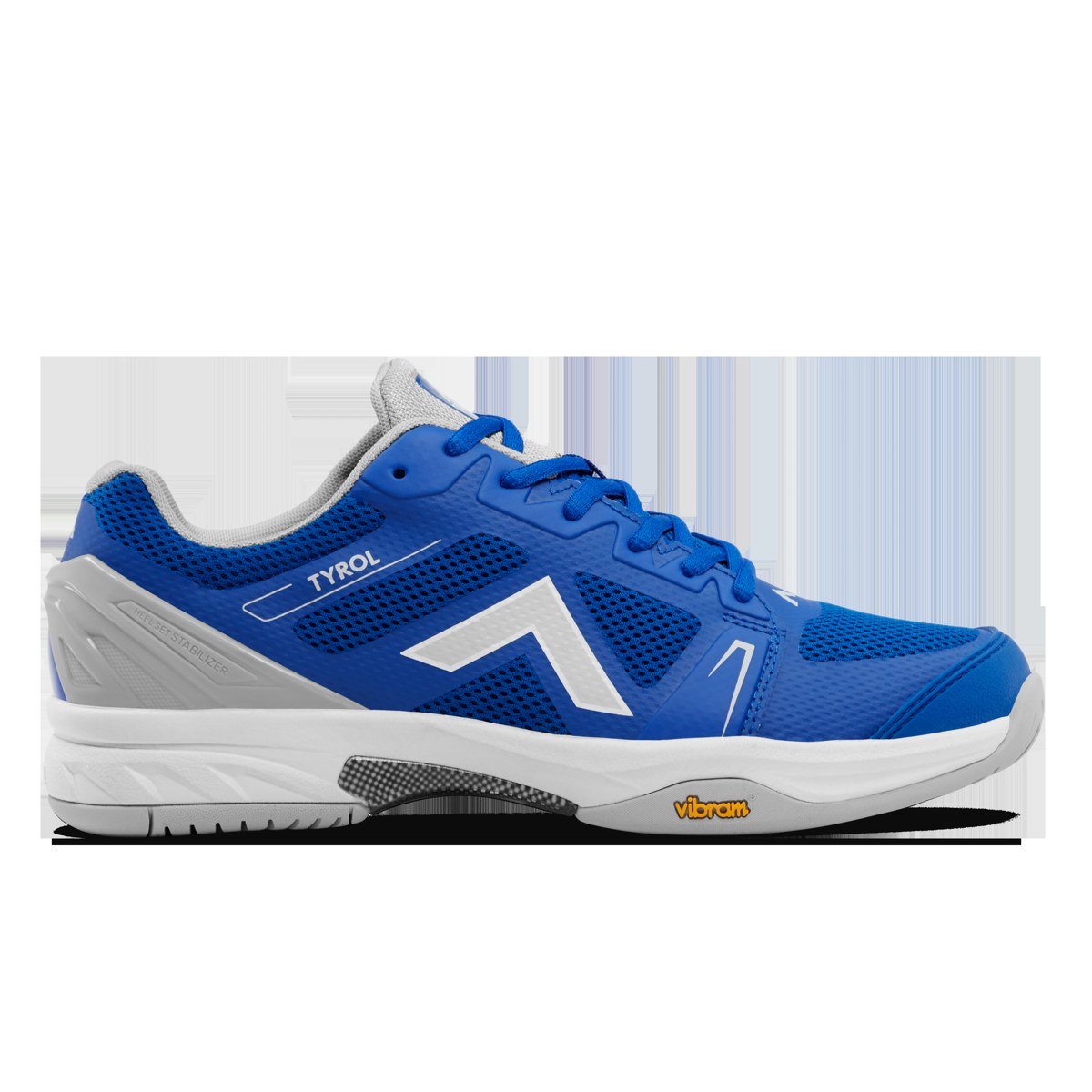 Tyrol Drive V pickleball shoe in blue and grey with Vibram outsole and wide toe box