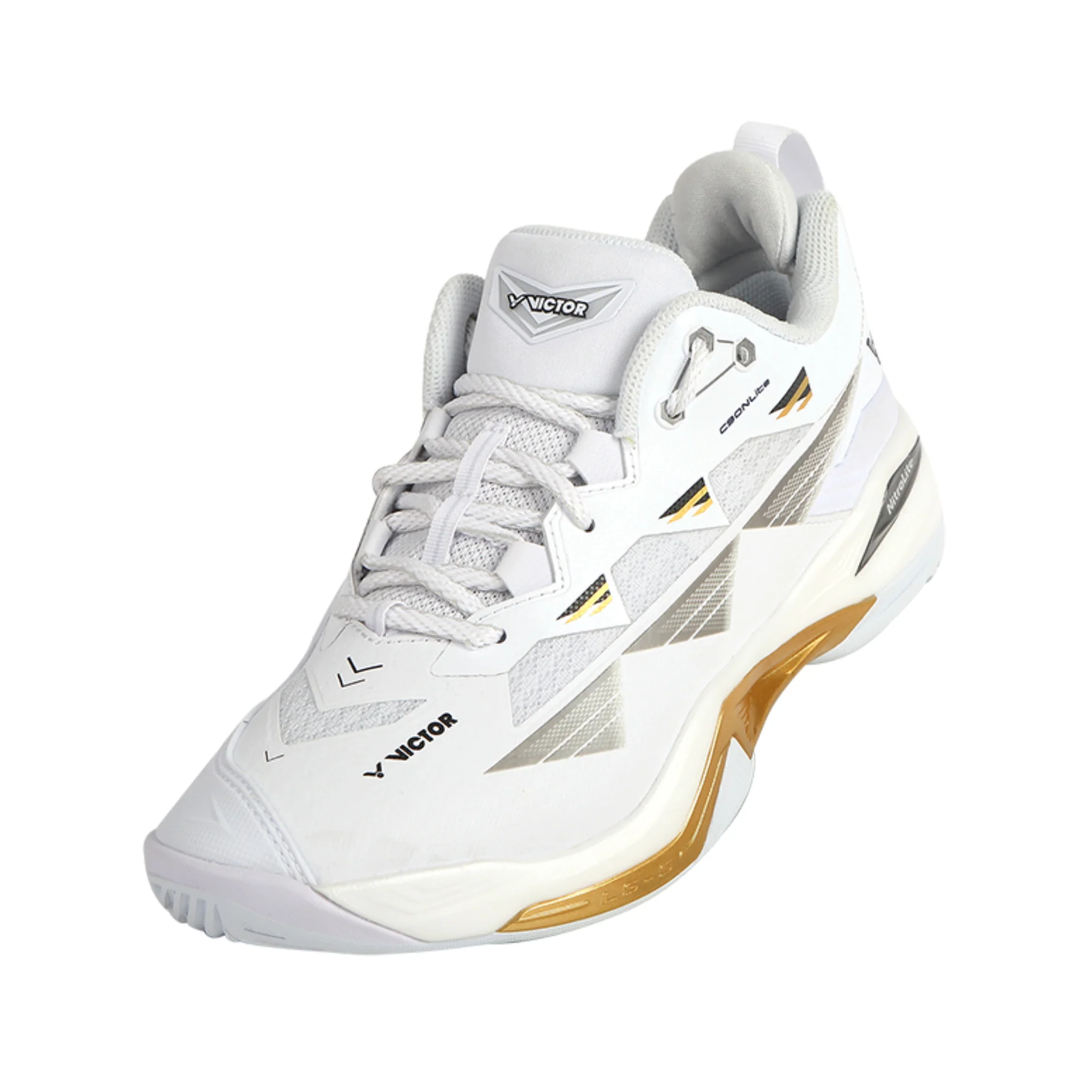 Victor C90NLite badminton shoe in white with a thick NitroLite midsole