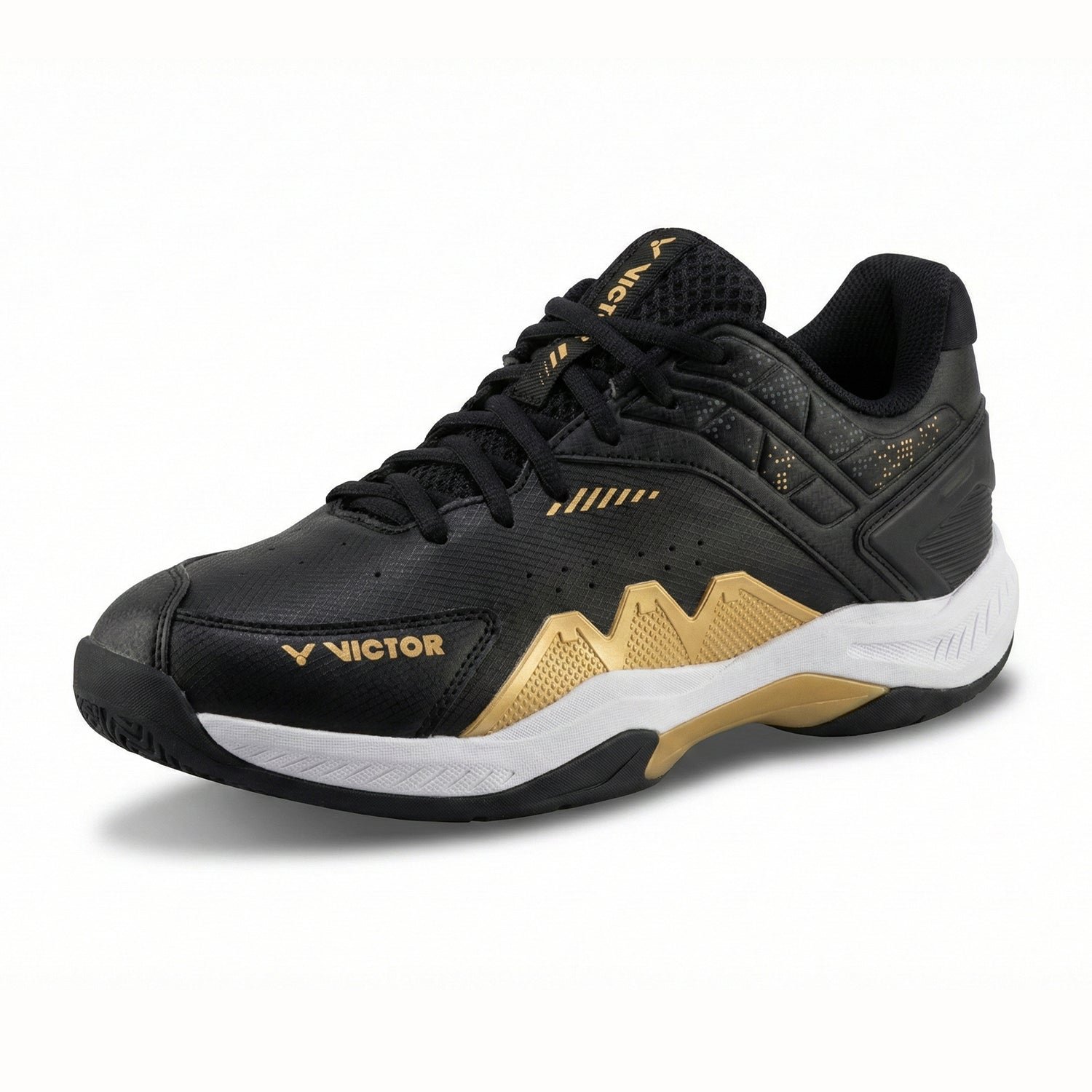 Victor P8500 TD badminton shoe in black and gold from Victor's Support series