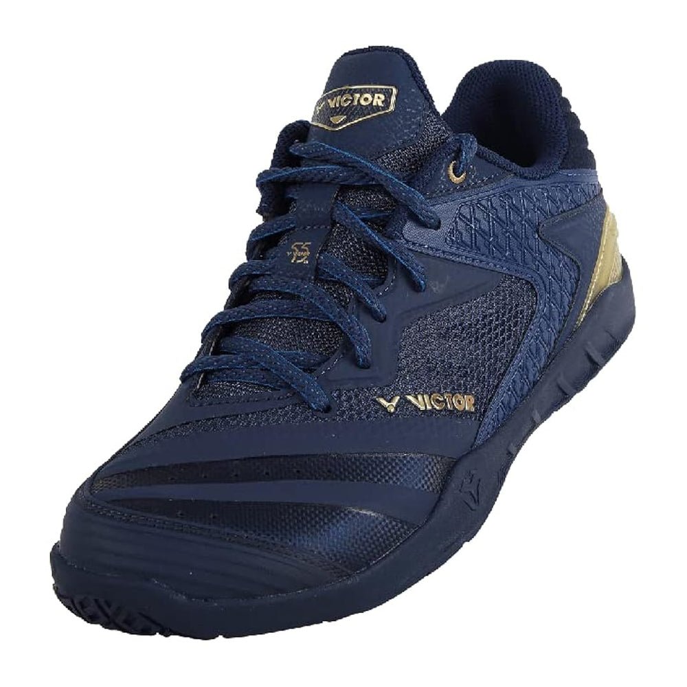 Victor P9200 III court shoe in blue and gold 55th Anniversary colourway