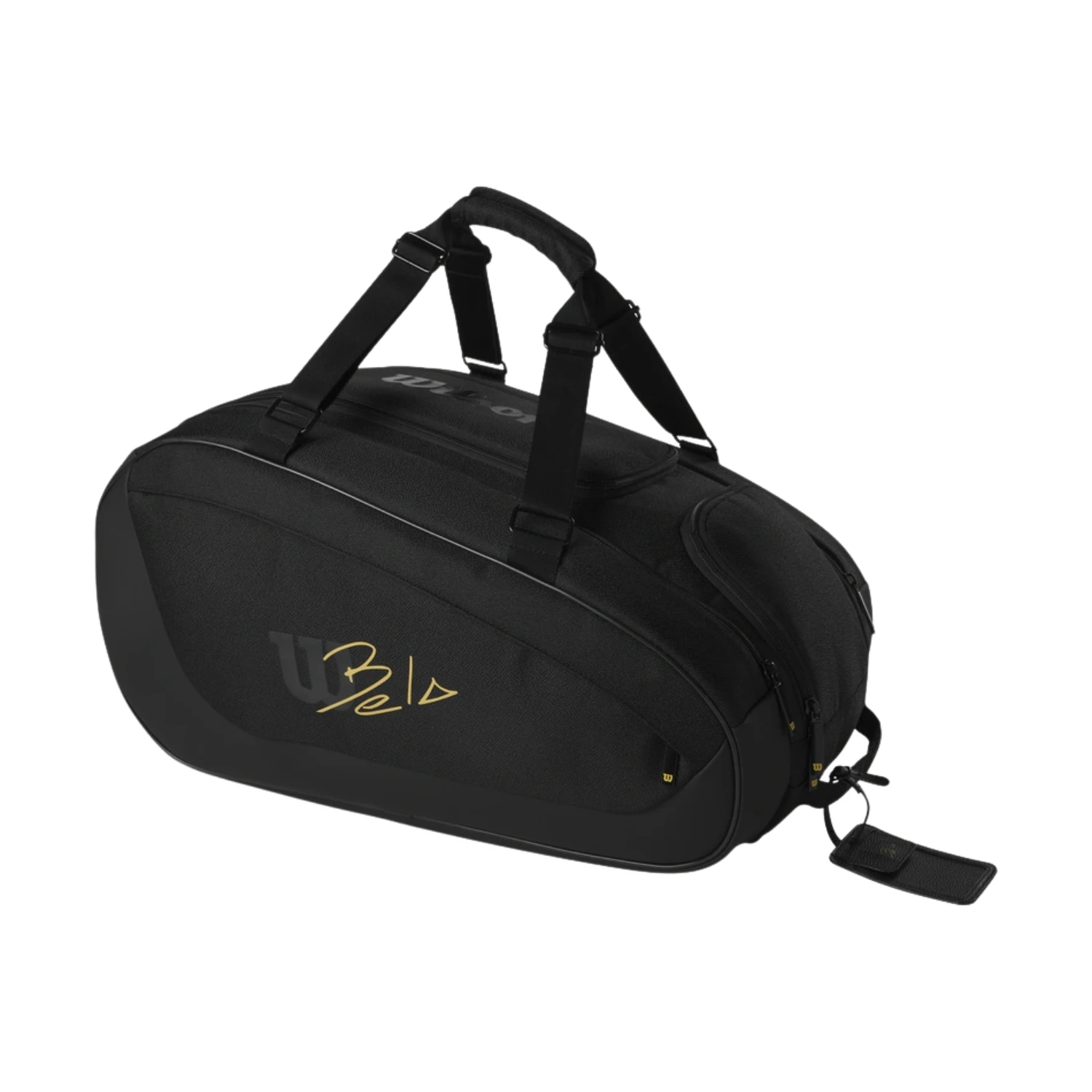 Wilson Bela Super Tour padel bag in black with gold Bela signature