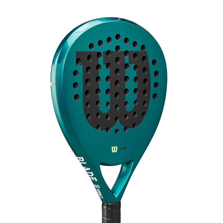 Wilson Blade Pro V3 padel racket — teardrop racket with carbon face and Firm EVA core, in green