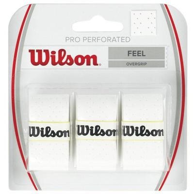 Wilson Pro Overgrip Perforated white three-pack retail packaging