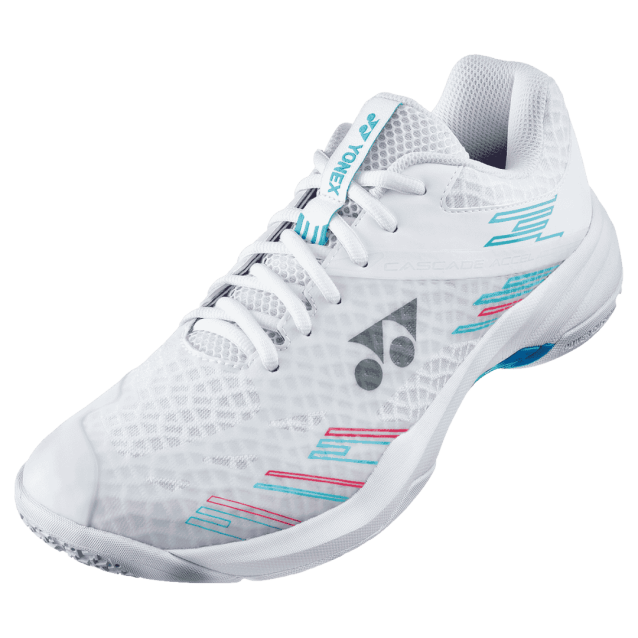 Yonex Cascade Accel women's badminton shoe in sky blue, side view