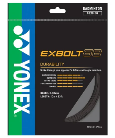 Yonex Exbolt 68 badminton string packet — 0.68 mm oval forged fibre control string