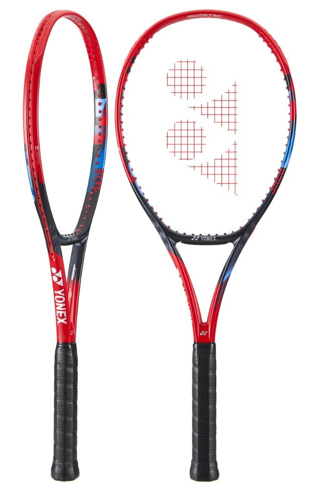 Yonex VCORE 95 tennis racket in red VCORE cosmetics with compact head